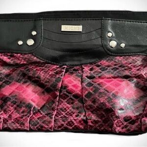 MICHE Classic Veronica Purse Shell in Faux Black Leather and Hot Pink Snake Skin